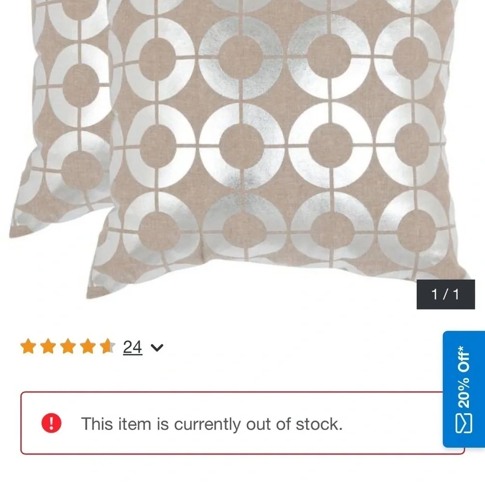 Safavieh Silver Cream Tan Geometric Circles Accent Throw Pillows